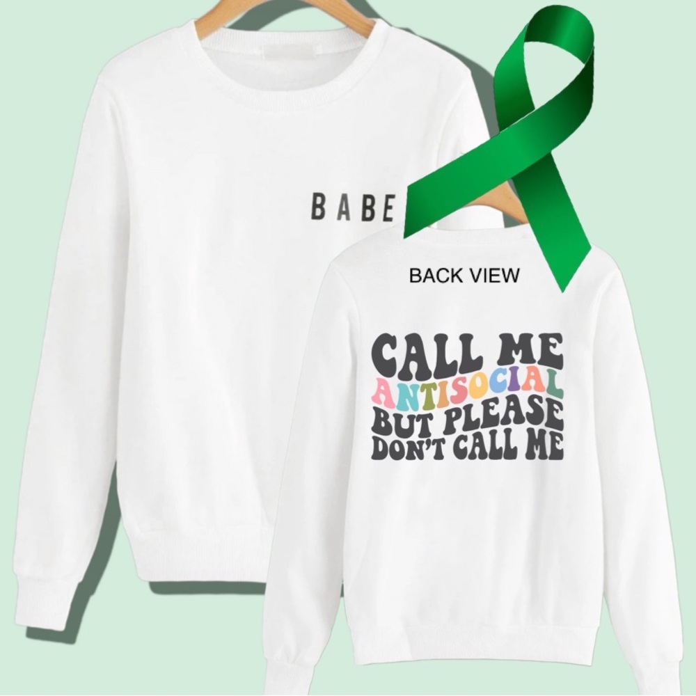 Anti-social Mental Health graphic crewneck sweatshirt size large